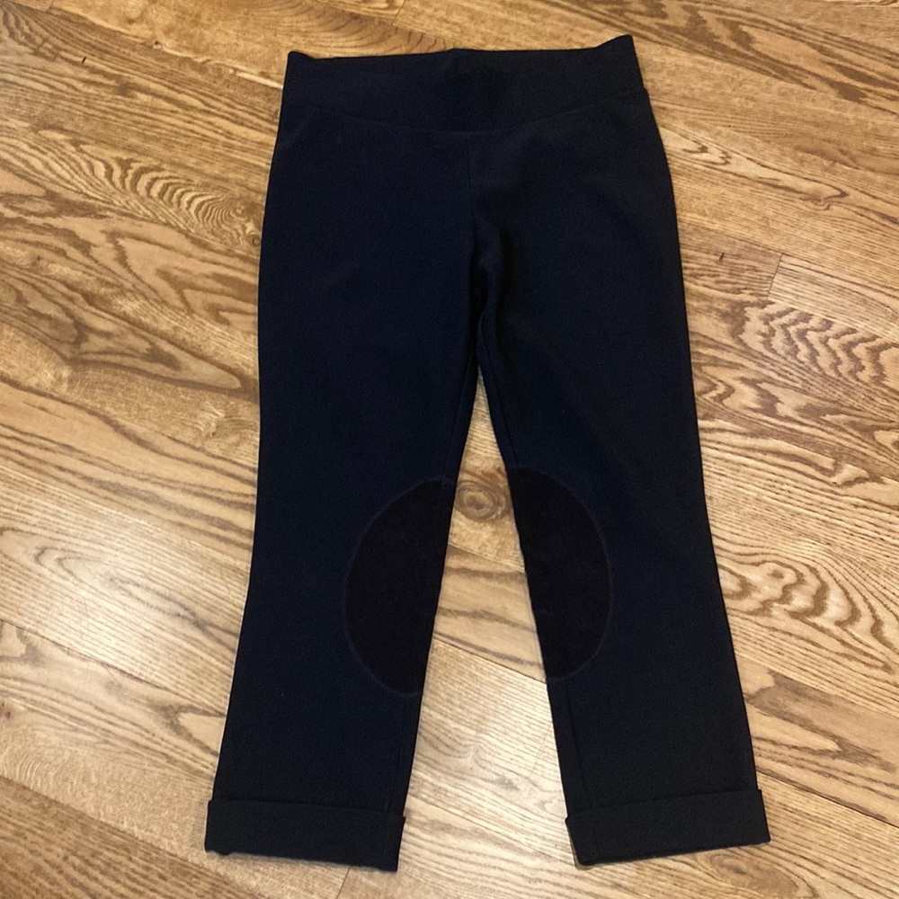 Bisou Bisou black cropped ribbed riding pant pull on RN 93677 Paris French